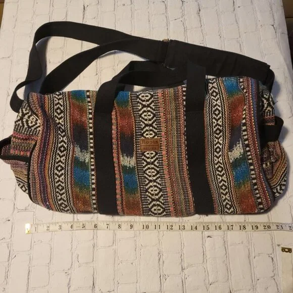 Roots African Prints Shoulder Crossbody Travel Luggage Duffle Bag Brown - Picture 6 of 13